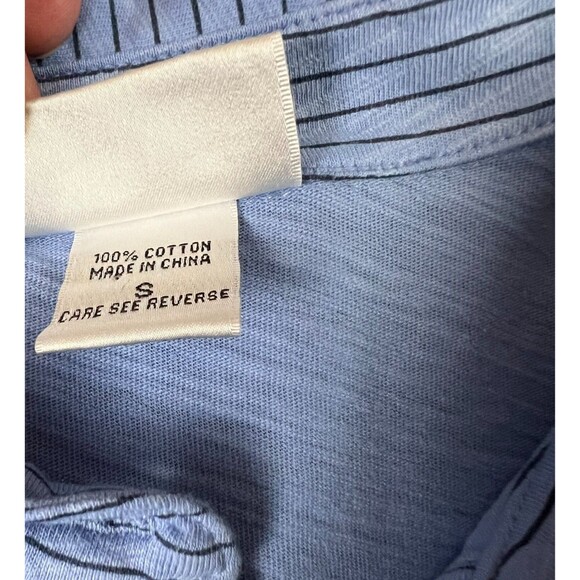 Wild Palms Button Oversize Slub-Knit Shirt Top Size S NWOT Blue Striped 3/4-Slv - Picture 6 of 10